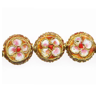 ENAMEL FLOWER DISC (A) 13MM ORANGE