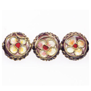 ENAMEL FLOWER DISC (A) 13MM PURPLE