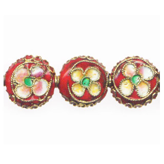 ENAMEL FLOWER DISC (A) 13MM RED
