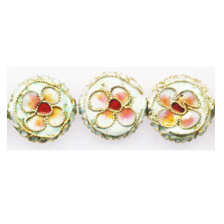ENAMEL FLOWER DISC (A) 13MM WHITE