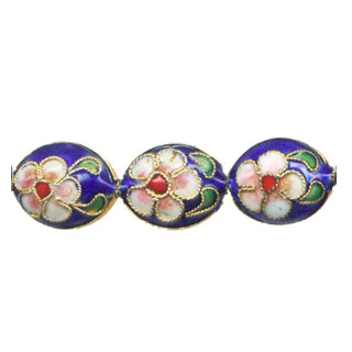 ENAMEL FLAT OVAL 12X14MM BLUE