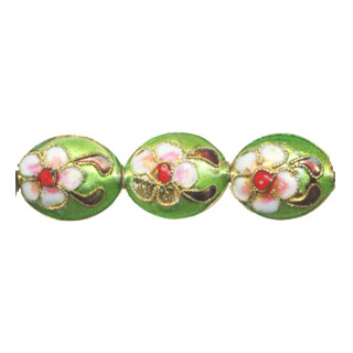 ENAMEL FLAT OVAL 12X14MM APPLE GREEN