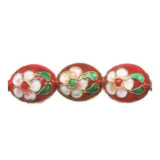 ENAMEL FLAT OVAL 12X14MM RED