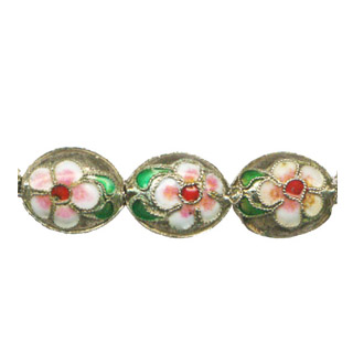 ENAMEL FLAT OVAL 12X14MM SILVER