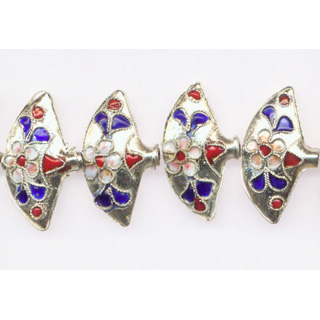 ENAMEL FAN 14X24MM SILVER