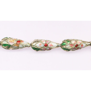 ENAMEL TEAR DROP 9X22MM SILVER