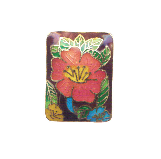 CLOISONNE FLOWER RECTANGLE (B) 30X40MM PURPLE PENDANTS