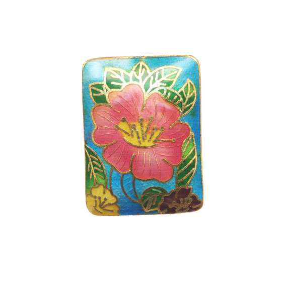 CLOISONNE FLOWER RECTANGLE (B) 30X40MM TQPENDANTS