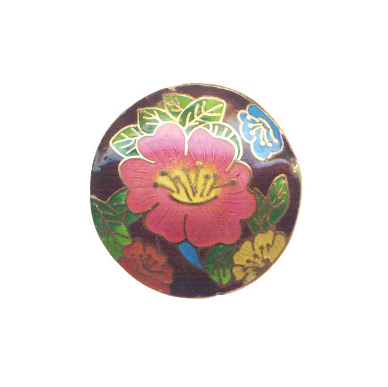 CLOISONNE FLOWER COIN (B) 40MM PURPLE PENDANTS