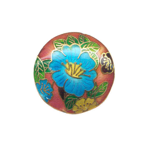 CLOISONNE FLOWER COIN (B) 40MM PINK PENDANTS