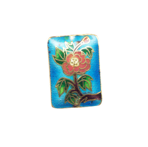 CLOISONNE FLOWER RECTANGLE 25X35MM TURQUOISEPENDANTS