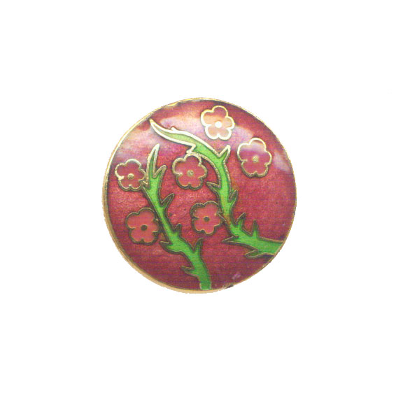 CLOISONNE FLOWER COIN (A)  35MM PINK PENDANTS