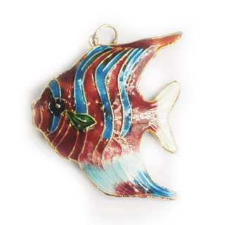 ENAMEL FISH (A) 40X45MM RUST RED PENDANT