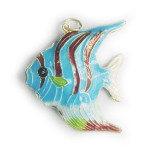 ENAMEL FISH (A) 40X45MM TURQUOISE PENDANT