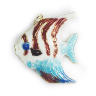 ENAMEL FISH (A) 40X45MM WHITE PENDANT