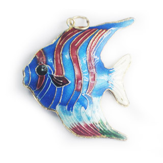 ENAMEL FISH (A) 40X45MM BLUE PENDANT