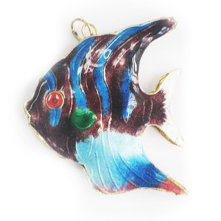 ENAMEL FISH (A) 40X45MM PURPLE PENDANT