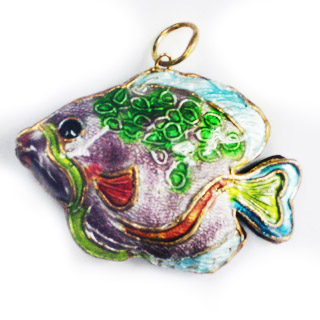 ENAMEL FISH (B) 30X42MM PURPLE PENDANT