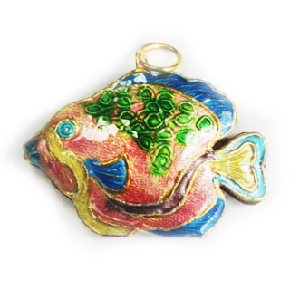 ENAMEL FISH (B) 30X42MM PINK PENDANT