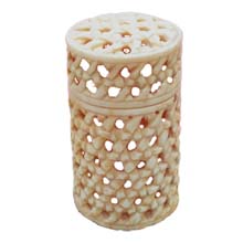 OX BONE CARVED JEWELRY BOX HOLLOW