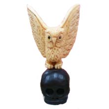 OX BONE CARVED OPEN WINGS OWL