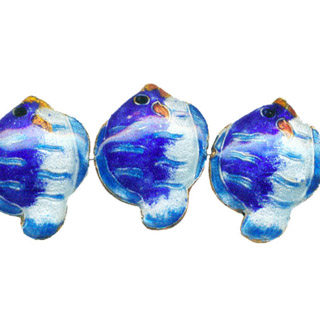 ENAMEL FISH 28X34MM BLUE