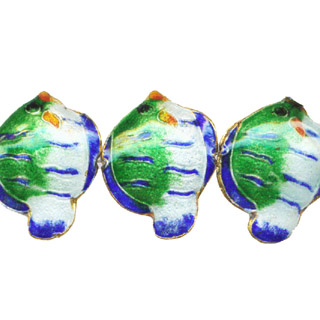 ENAMEL FISH 28X34MM GREEN