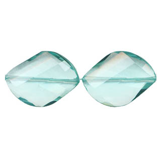 AQUAMARINE QUARTZ (GLASS) FACETED WAVE S SHAPE 30X40MM