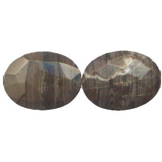 BLACK ZEBRA FACETED  OVAL 30X40MM