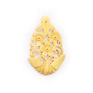 BONE FLOWER OVAL 30X52MM NATURAL(2PCS)