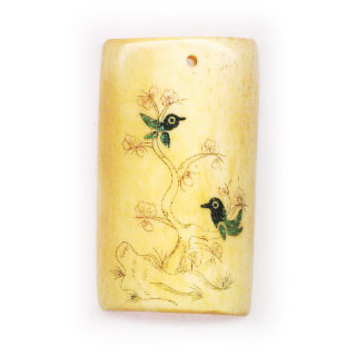 BONE INLAID 42X60MM W 2 BIRD NATURAL