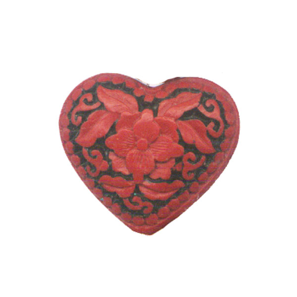 CINNABAR HEART 27X30MM RED & BLACK