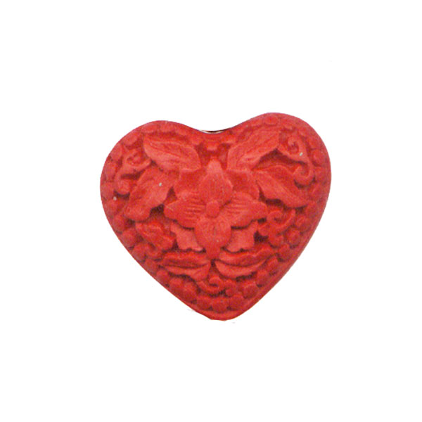 CINNABAR HEART 27X30MM RED
