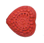 CINNABAR HEART 25X28MM RED