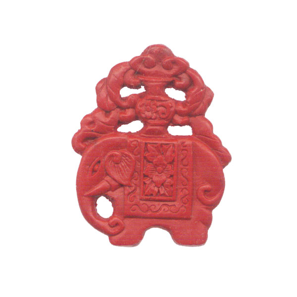 CINNABAR ELEPHANT 40X52MM RED