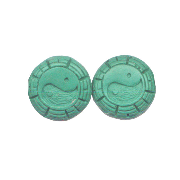 CINNABAR COIN YIN YAN 18MM TQ