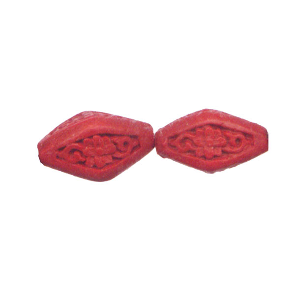 CINNABAR DIAMOND 4FACE 13X20MM RED