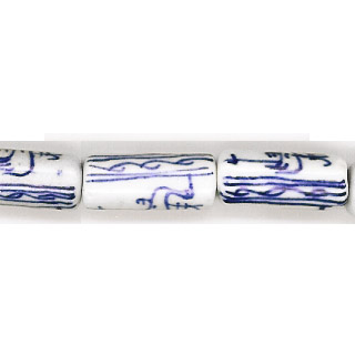 PORCELAIN TUBE 9X20MMWHITE AND BLUE