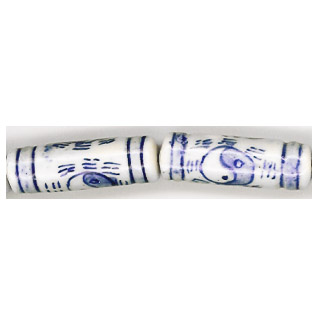 PORCELAIN TUBE 11X33MM WHITE AND BLUE