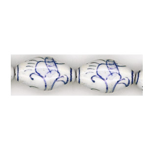 PORCELAIN RICE 12X20MM WHITE AND BLUE