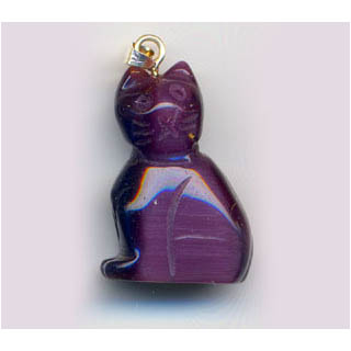 FIBER OPTICAL CAT 14X24MM PURPLE COLOR PENDANT ( 2PCS)