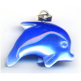 FIBER OPTICAL DOLPHIN 18X21MM LIGHTR BLUE COLOR PENDANT (2PCS)