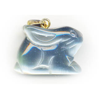 FIBER OPTICAL RABBIT 18X22MM GREY COLOR PENDANT (2PCS)