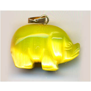 FIBER OPTICAL PIG 17X22MM YELLOW COLOR PENDANT