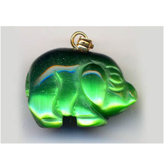 FIBER OPTICAL PIG 17X22MM GREEN COLOR PENDANT(2PCS)