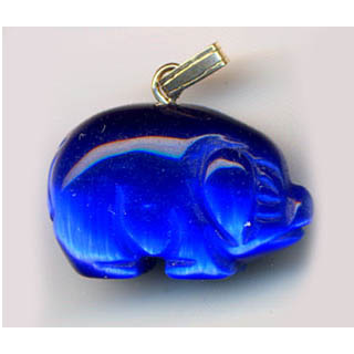 FIBER OPTICAL PIG 17X22MM BLUE COLOR PENDANT(2PCS)