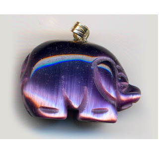 FIBER OPTICAL PIG 17X22MM PURPLE COLOR PENDANT(2PCS)