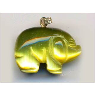 FIBER OPTICAL PIG 17X22MM OLIVE COLOR PENDANT(2PCS)