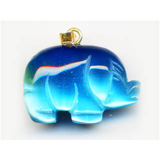 FIBER OPTICAL PIG 17X22MM TURQUOISE COLOR PENDANT(2PCS)