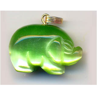 FIBER OPTICAL PIG 17X22MM LIGHT GREEN COLOR PENDANT(2PCS)